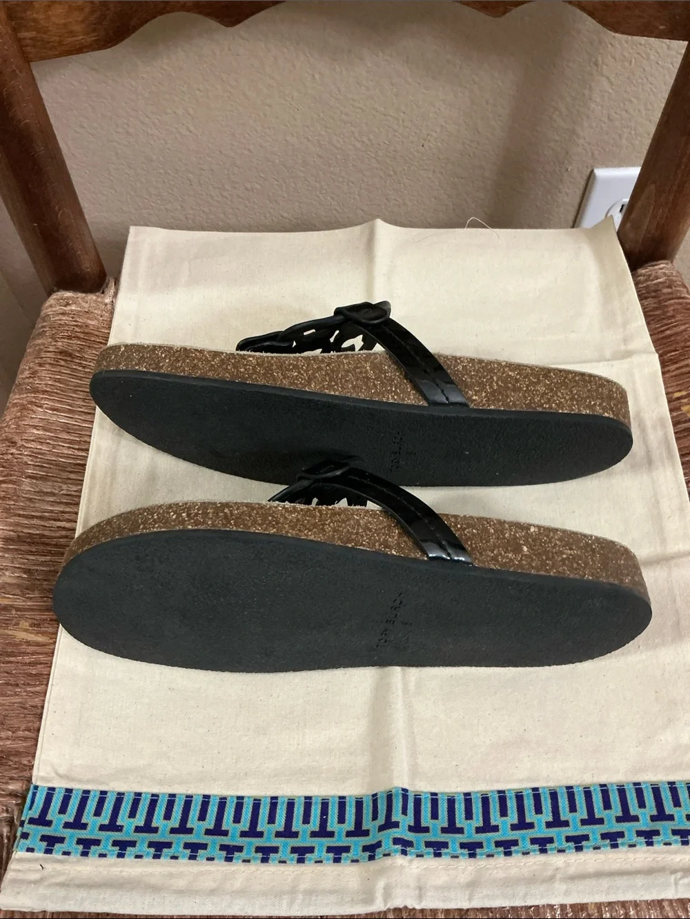Tory Burch Black Logo Thong Sandals
